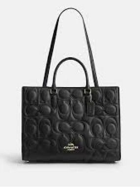 Coach Black Quilted Leather Tote with Double Handles